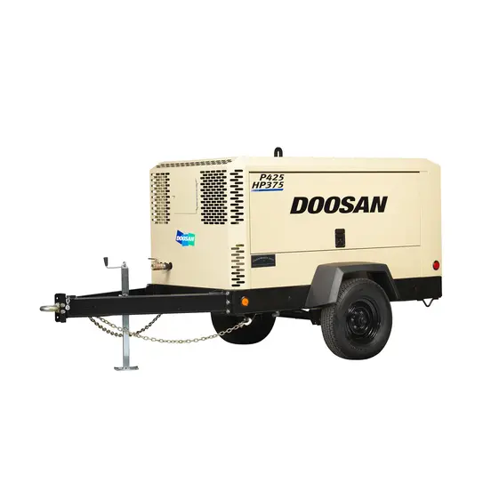 Beige DOOSAN Towable Air Compressor, 350-450 CFM, Diesel Powered