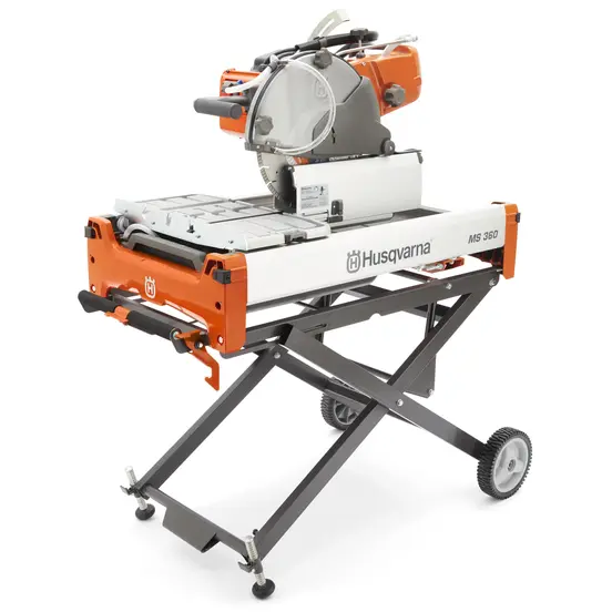 Orange and white and black HUSQVARNA Masonry or Tile Saw, 14 in., Gas or Electric Powered